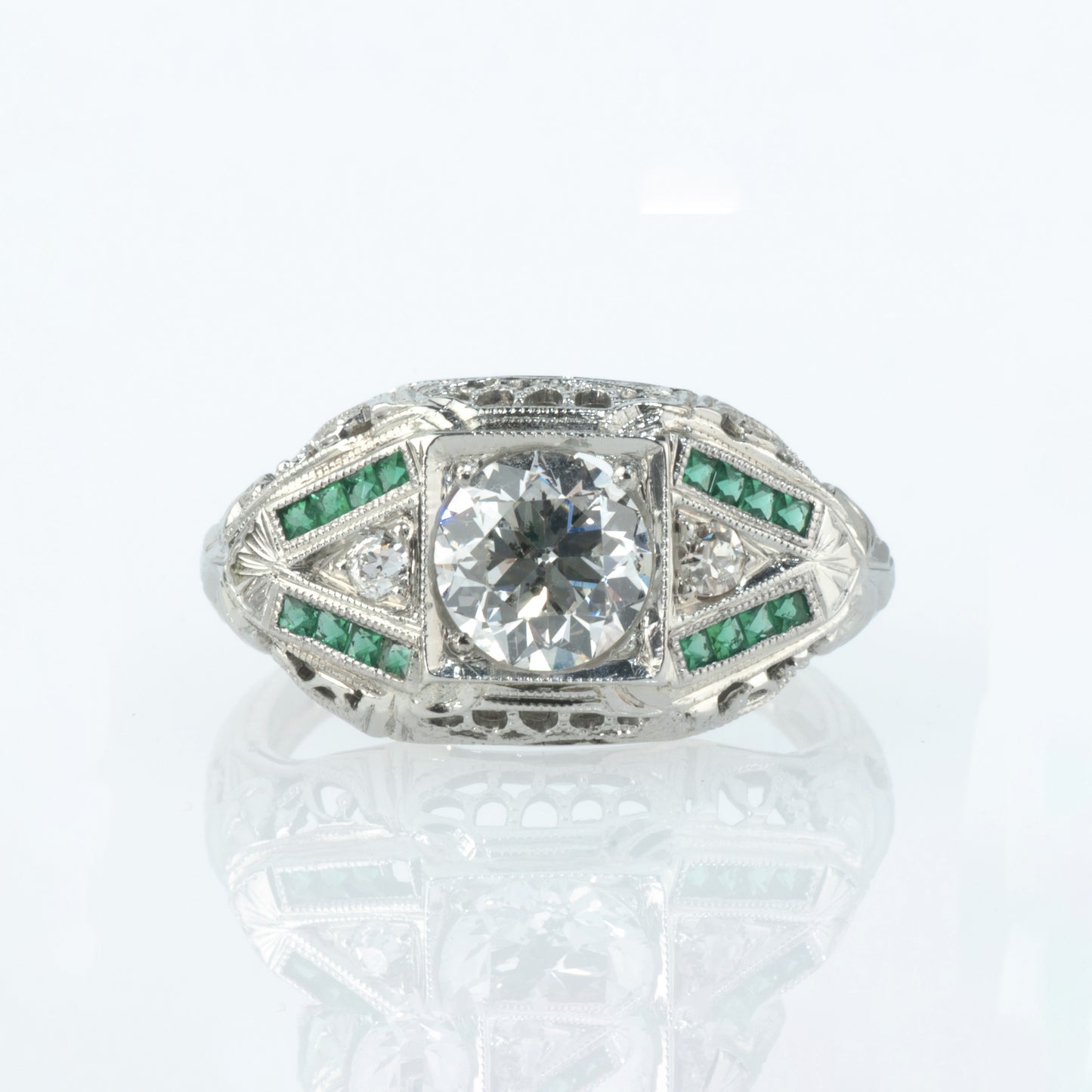 Estate Collection Diamond & Emerald Ring