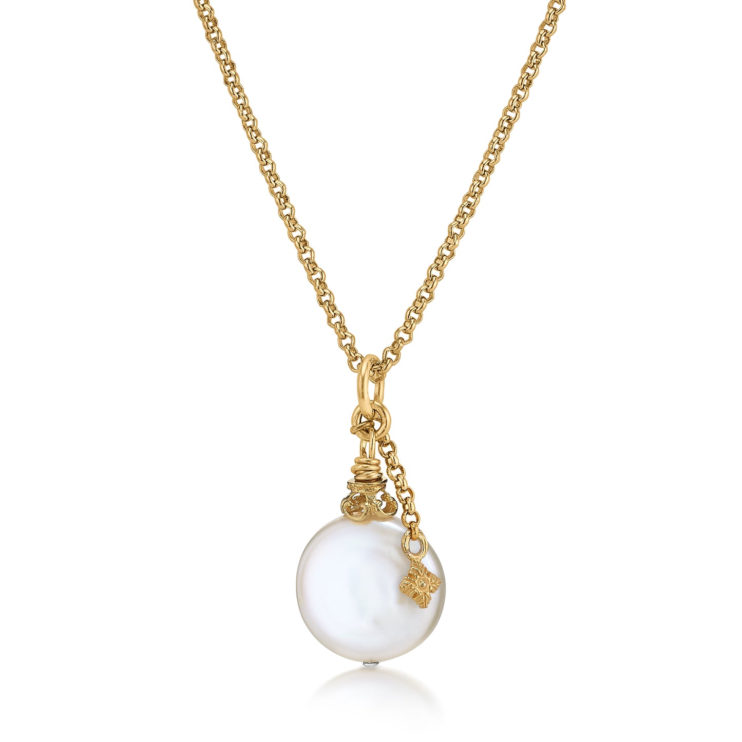 Anatoli Collection Vermeil Coin Pearl Necklace