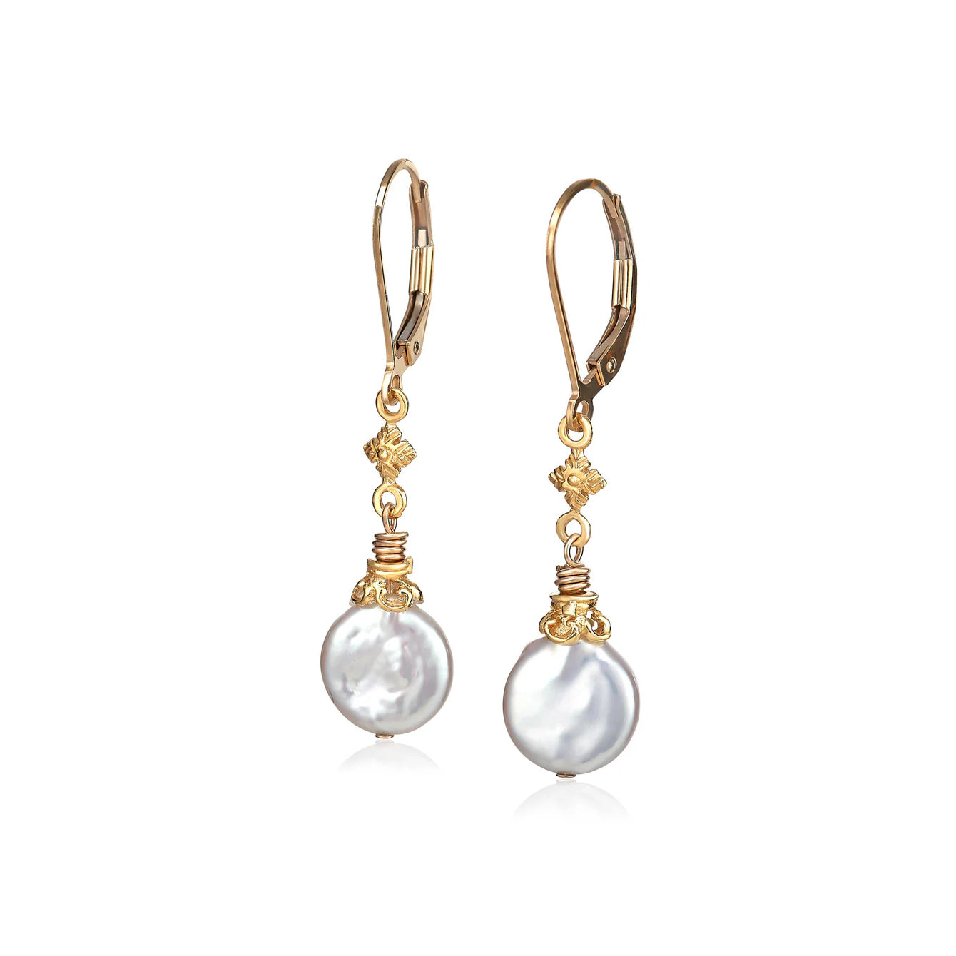 Anatoli Collection Vermeil Coin Pearl Earrings