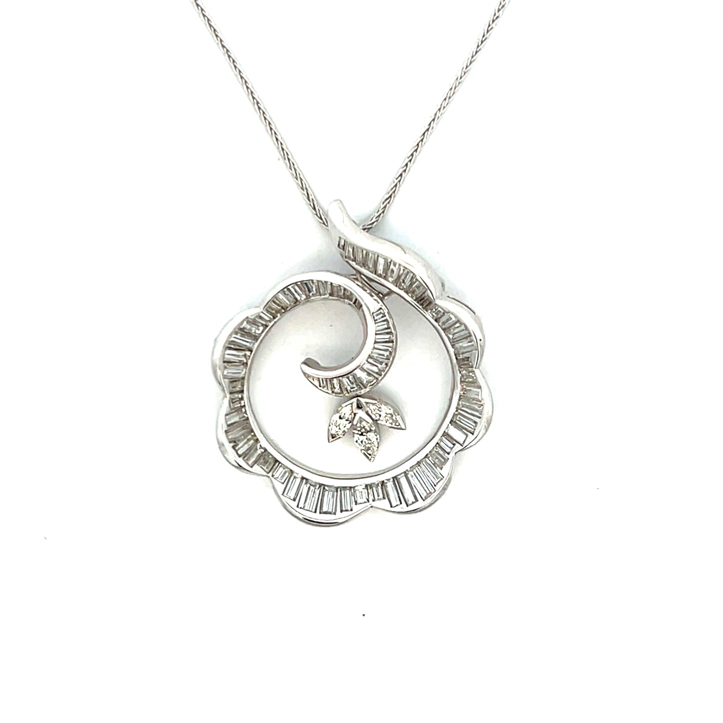 Estate Collection Vintage Platinum Diamond Swirl Necklace