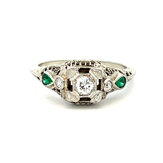 Estate Collection Art Deco Emerald & Diamond Ring