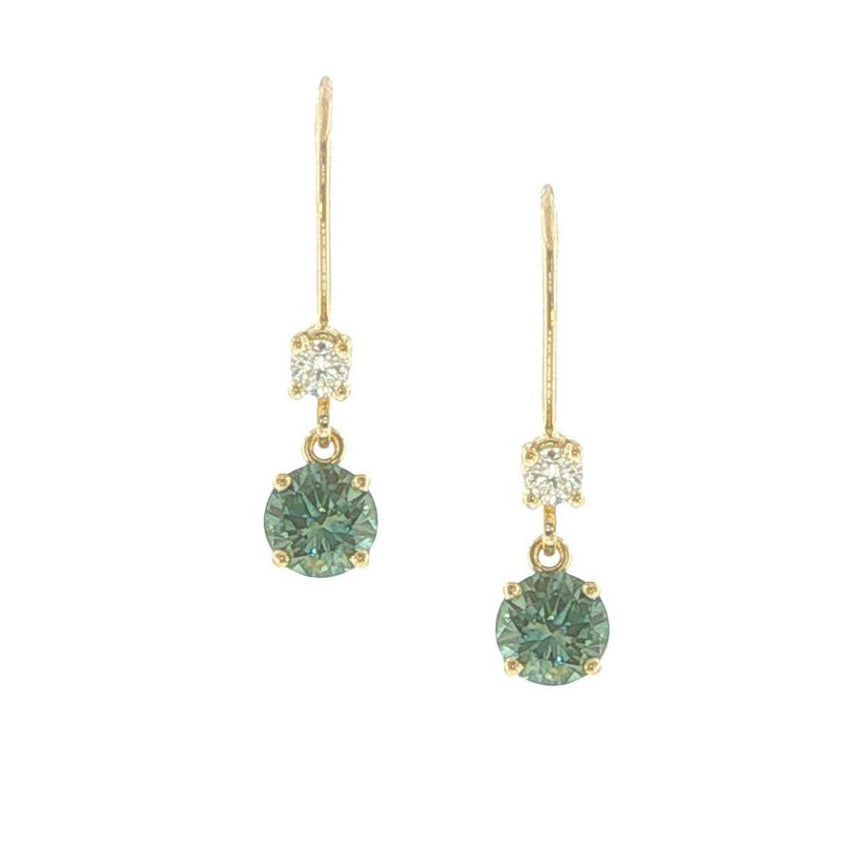 14K Yellow Gold Montana Sapphire & Diamond Earrings