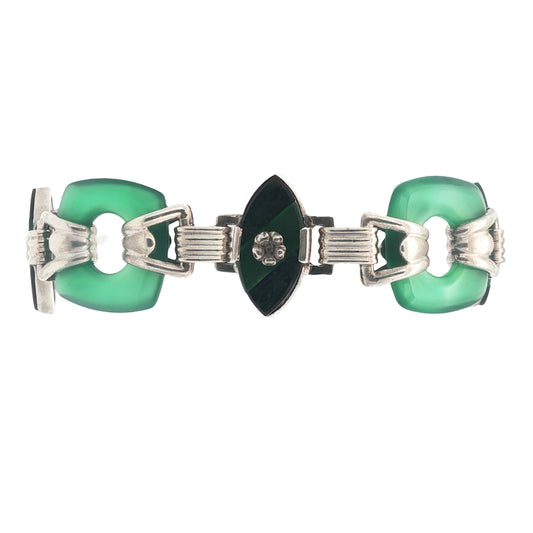 Estate Collection 1920's Art Deco Onyx & Chrysoprase Bracelet
