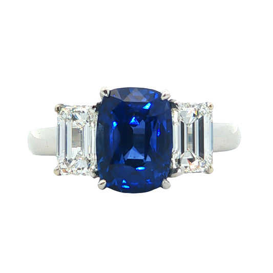 Platinum 2.42ct Sri Lanka Sapphire & Diamond Ring