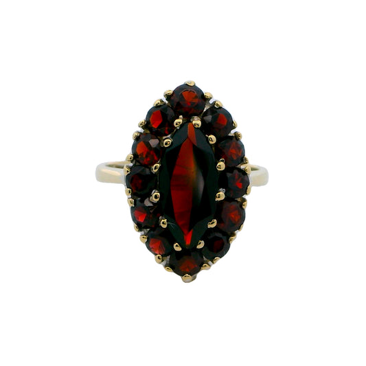 Estate Collection Vintage Garnet Marquise Halo Ring