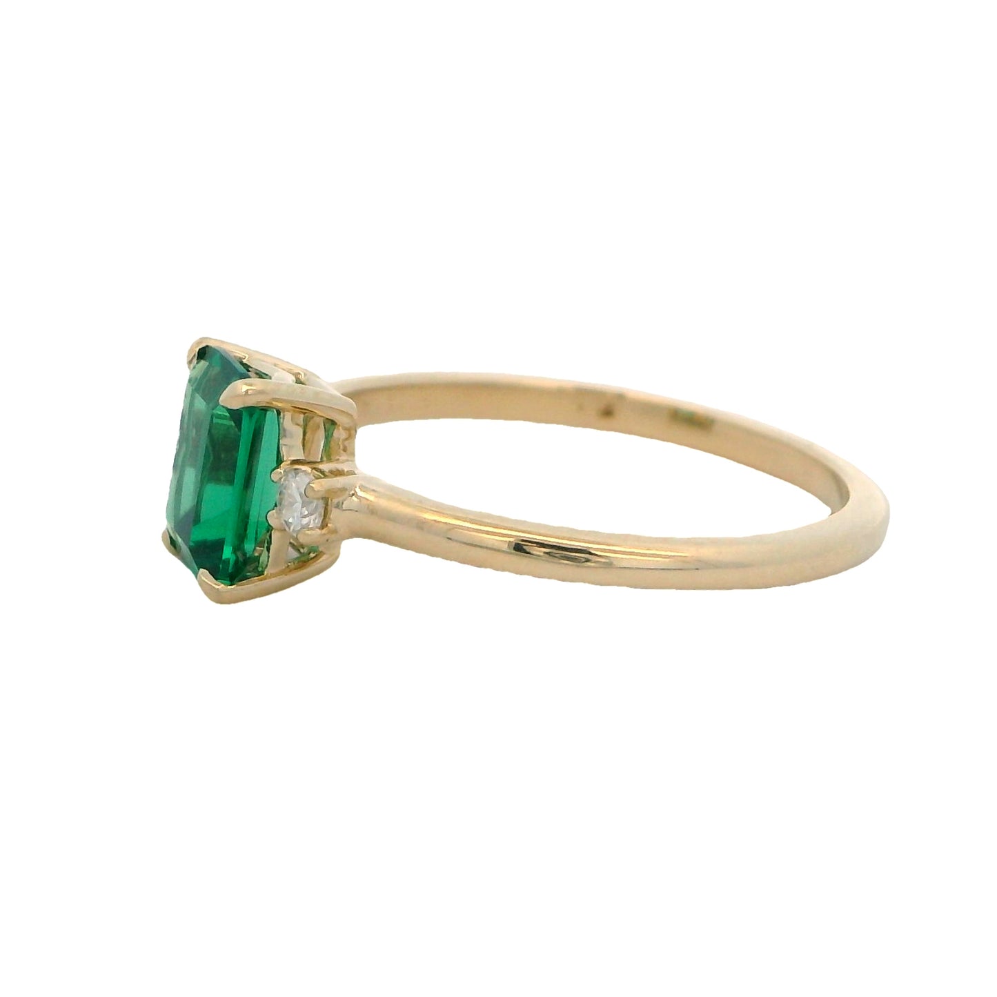 14K Yellow Gold Lab-Created Emerald Ring