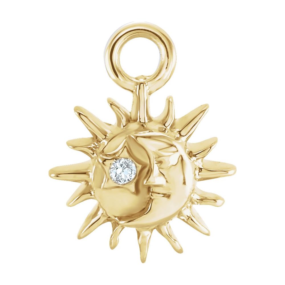 14K Yellow Gold Petite Diamond Sun & Moon Charm