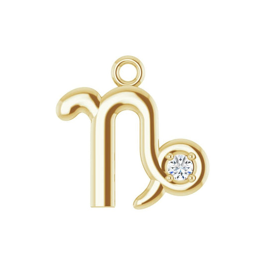 14K Yellow Gold Petite Diamond Capricorn Charm