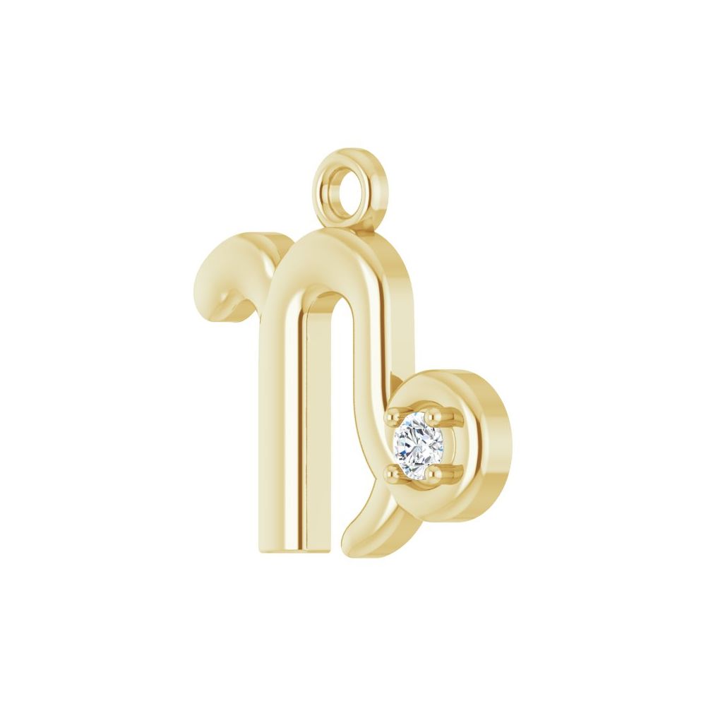 14K Yellow Gold Petite Diamond Capricorn Charm