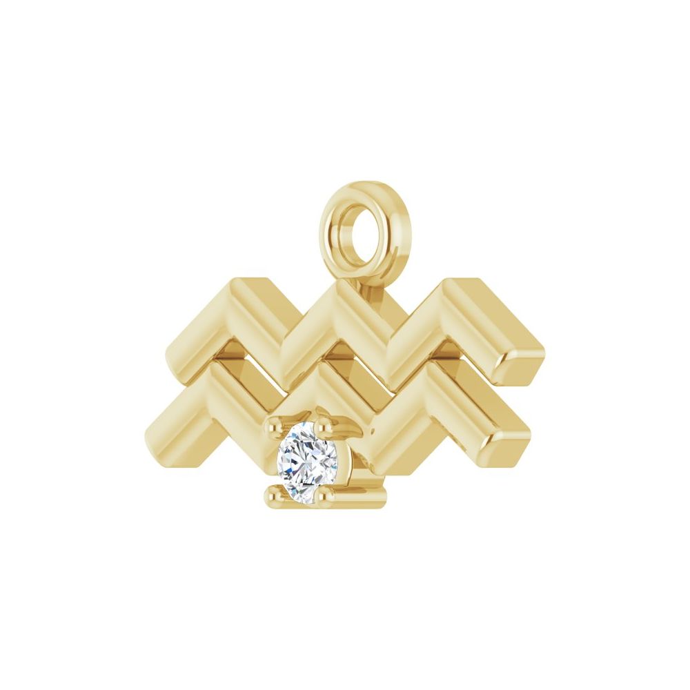 14K Yellow Gold Petite Diamond Aquarius Charm