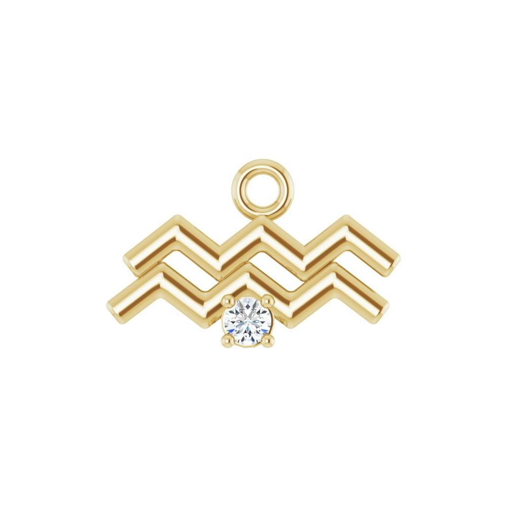 14K Yellow Gold Petite Diamond Aquarius Charm