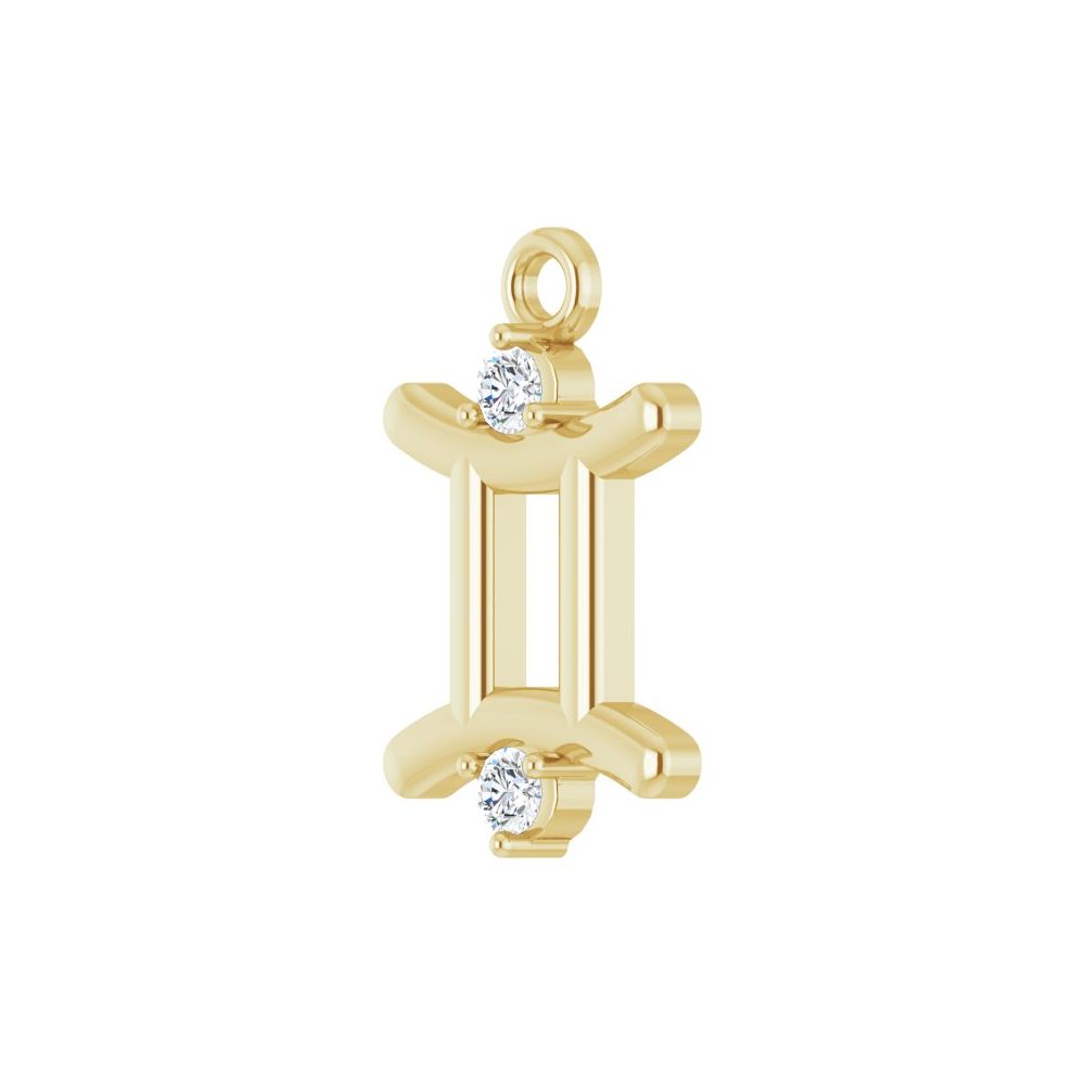 14K Yellow Gold Petite Diamond Gemini Charm