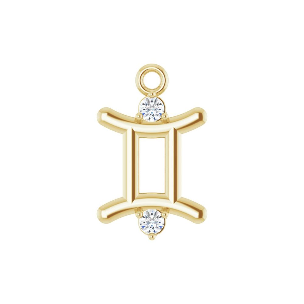 14K Yellow Gold Petite Diamond Gemini Charm