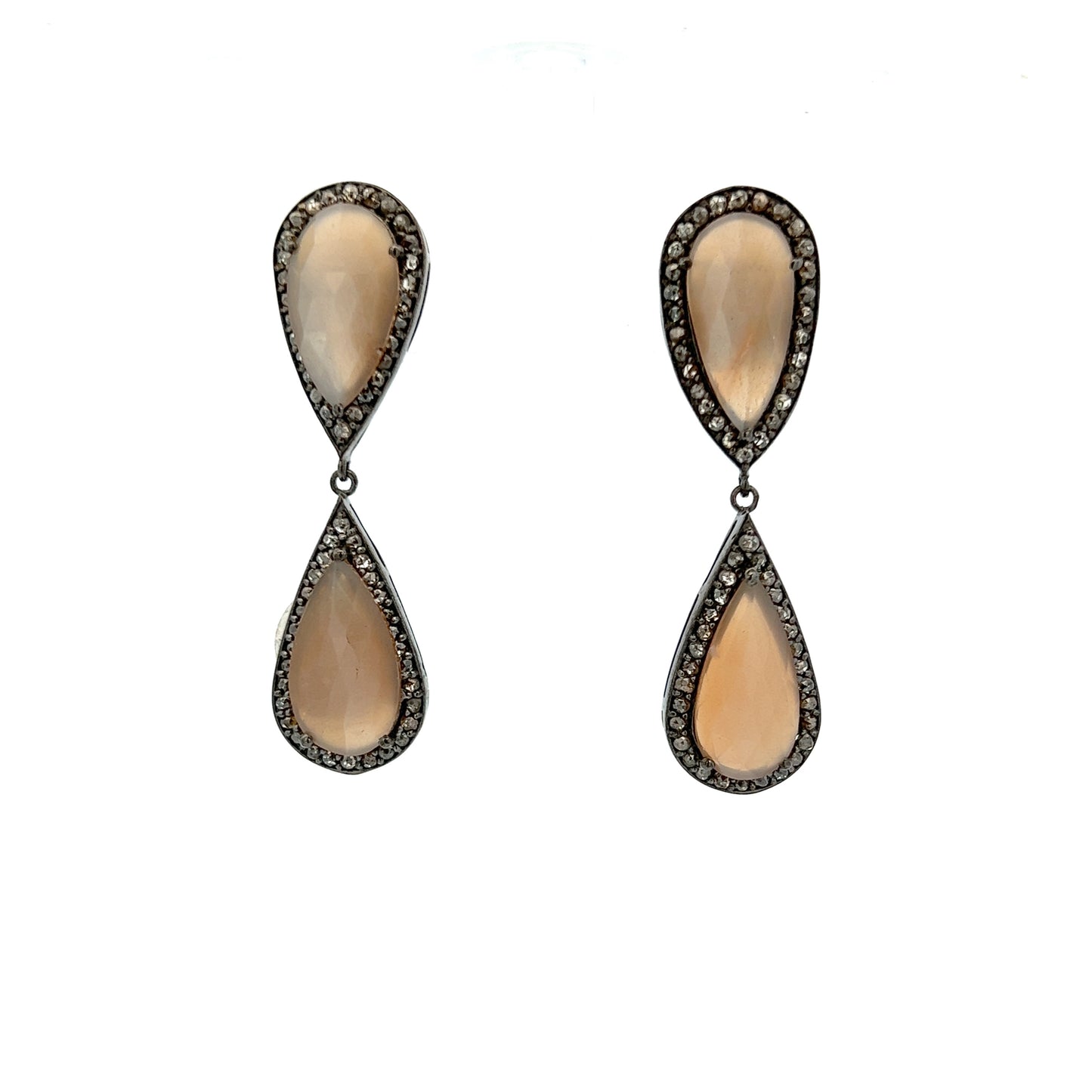 Moonstone & Diamond Earrings