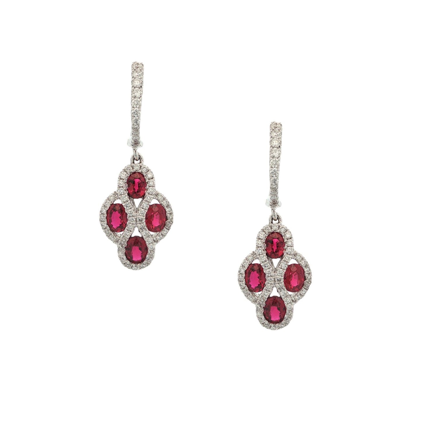 18k White Gold Ruby & Diamond Earrings