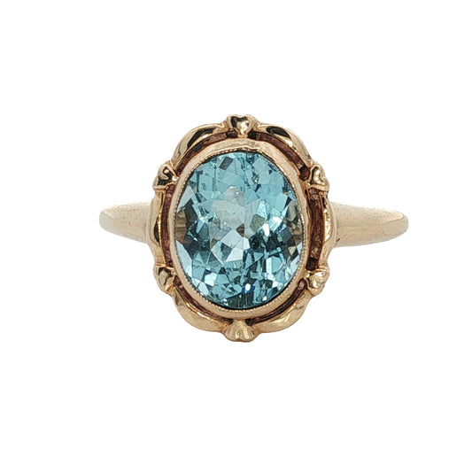 Estate Collection 1930's Arts & Crafts Aquamarine Ring