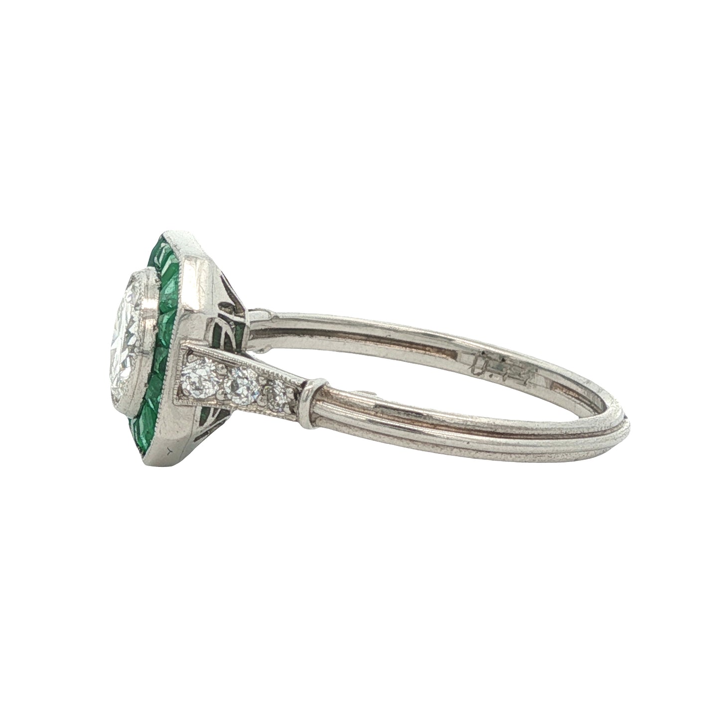 Estate Collection Art Deco-inspired Platinum Diamond & Emerald Ring