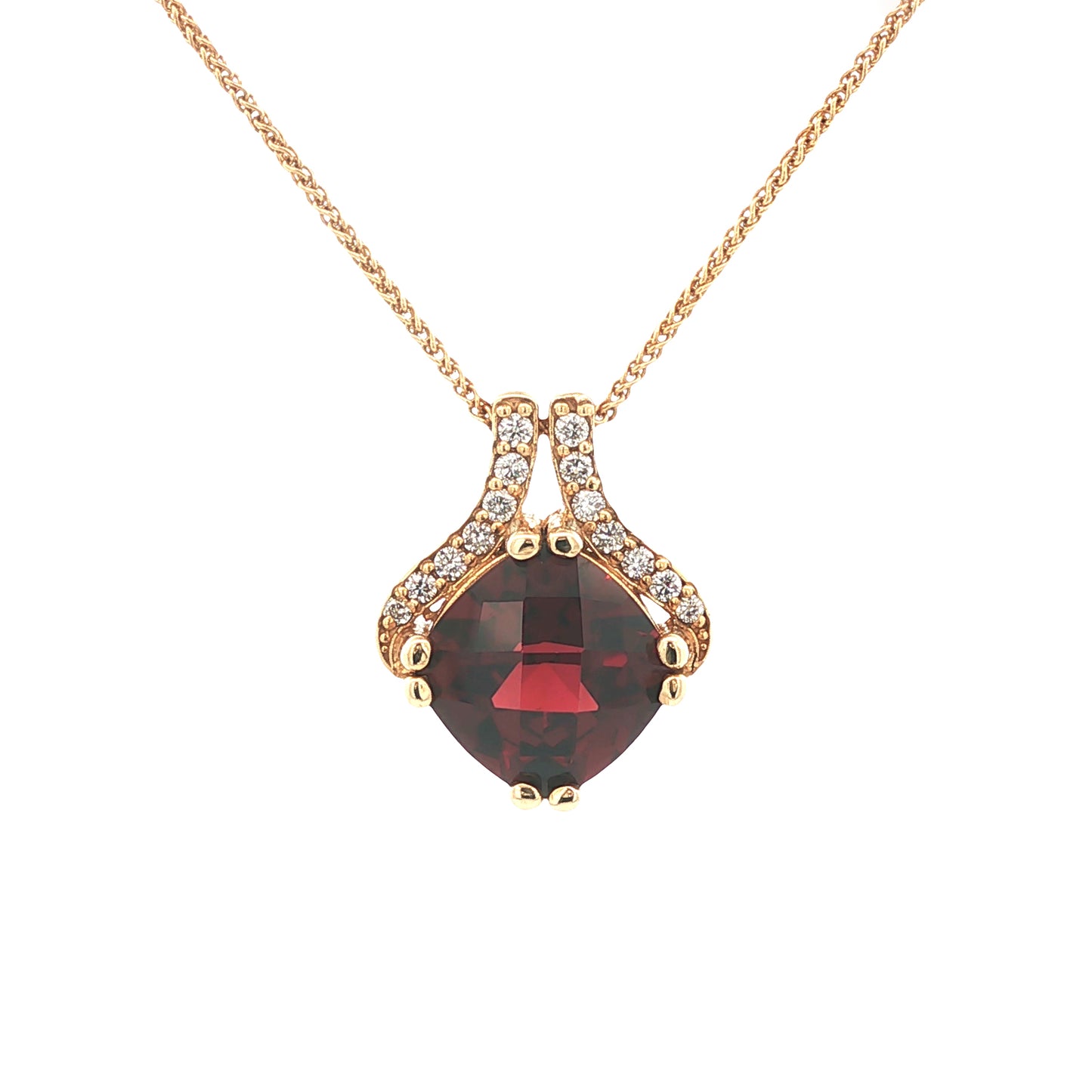 Tom Mathis Designs 14K Yellow Gold Garnet & Diamond Pendant