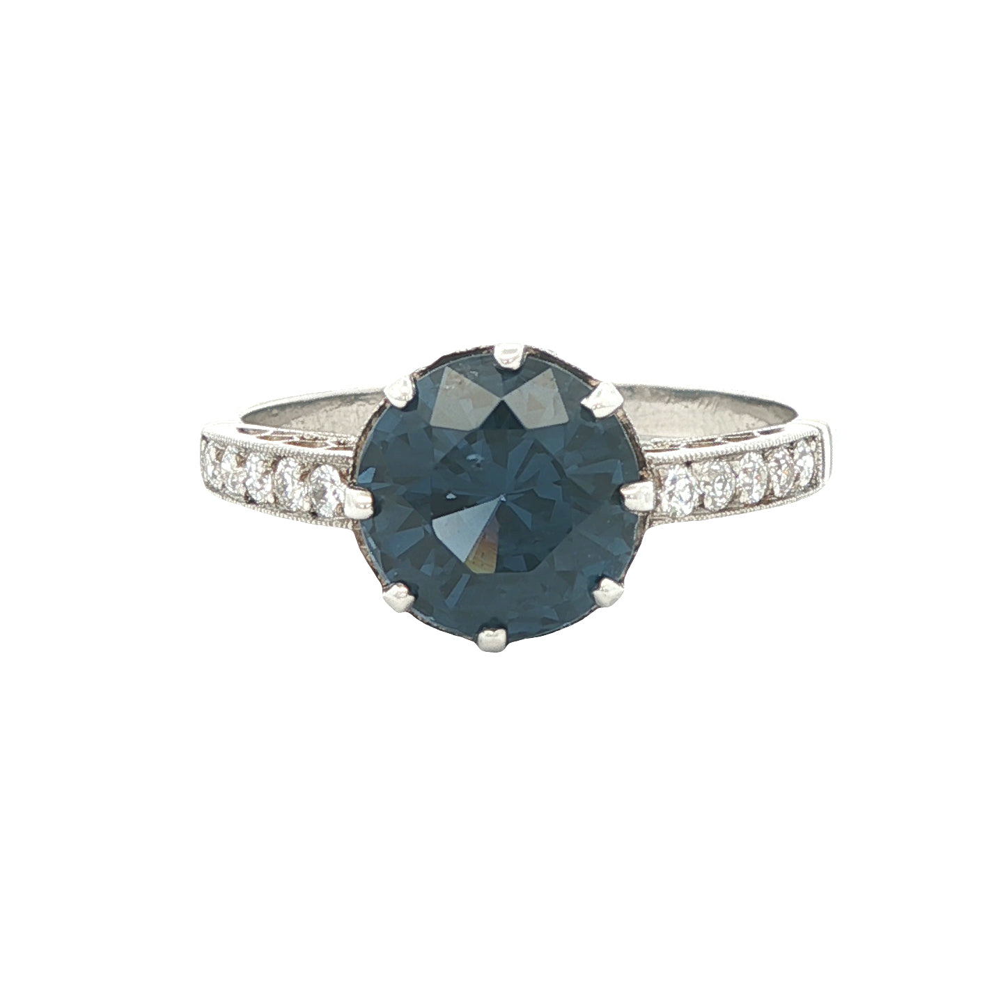 Estate Collection Art Deco Platinum Blue Spinel & Diamond Ring