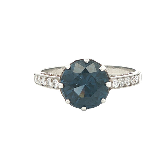 Estate Collection Art Deco Platinum Blue Spinel & Diamond Ring