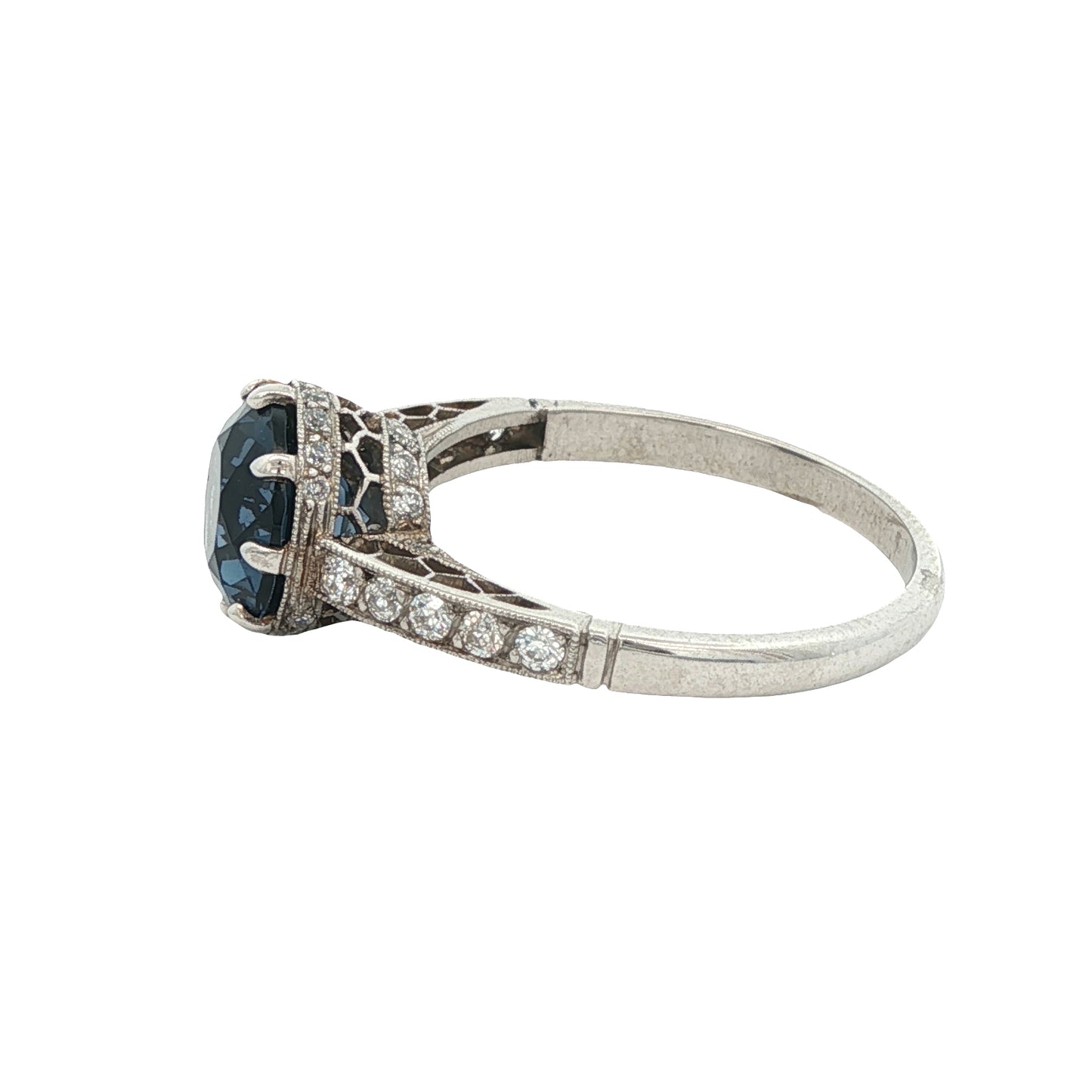 Estate Collection Art Deco Platinum Blue Spinel & Diamond Ring