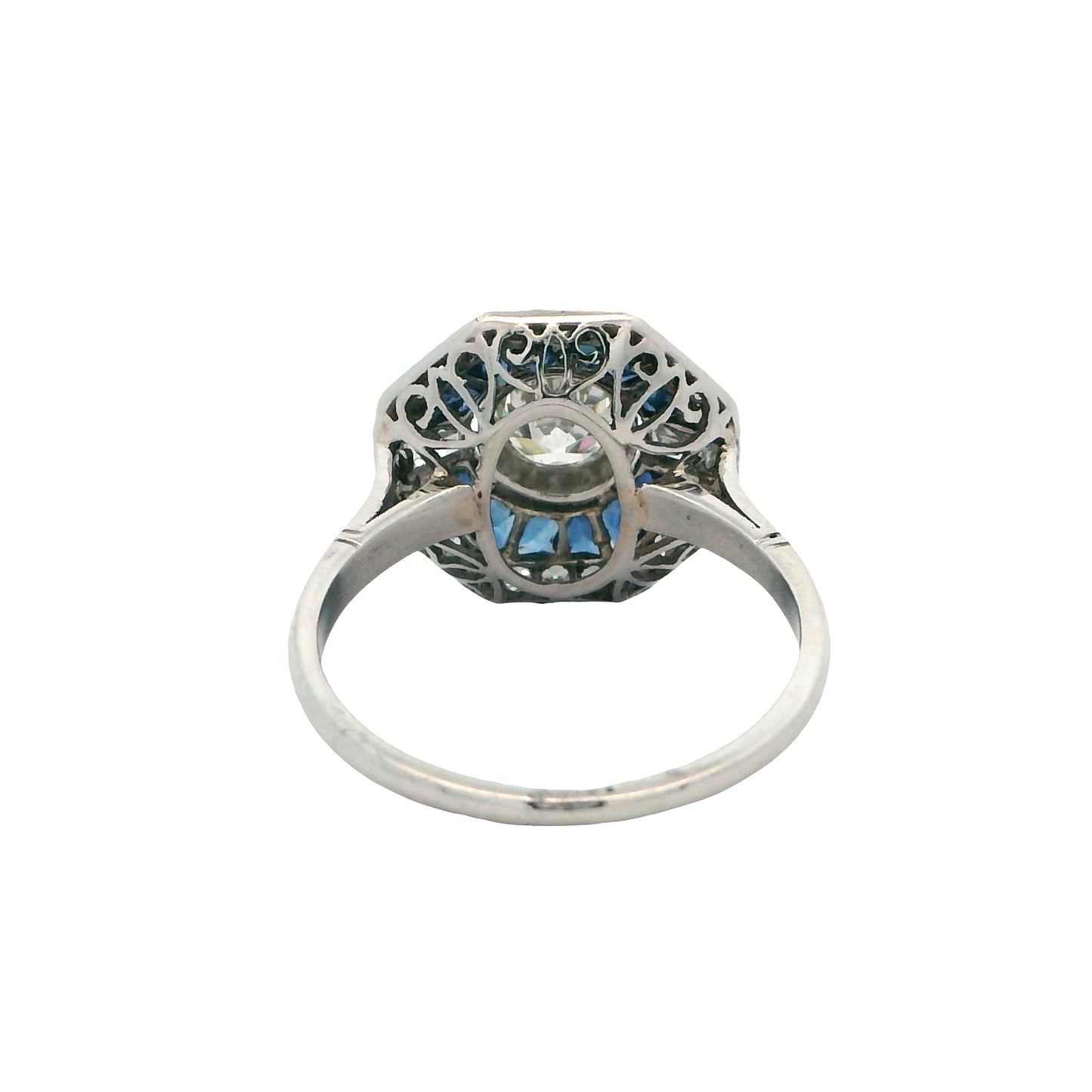 Estate Collection Platinum Art Deco Style Diamond & Sapphire Ring