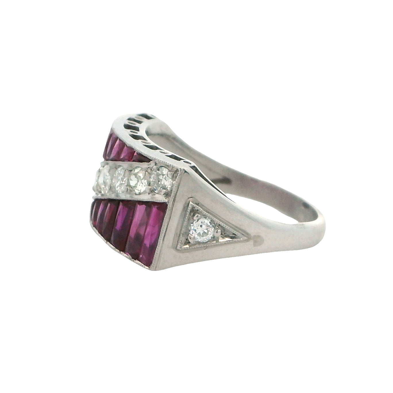 Estate Collection Platinum Art Deco Style Ruby & Diamond Ring
