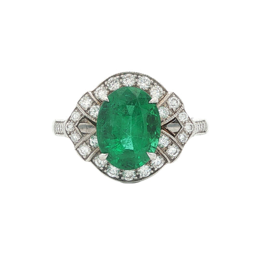 Estate Collection 18K Emerald & Diamond Ring