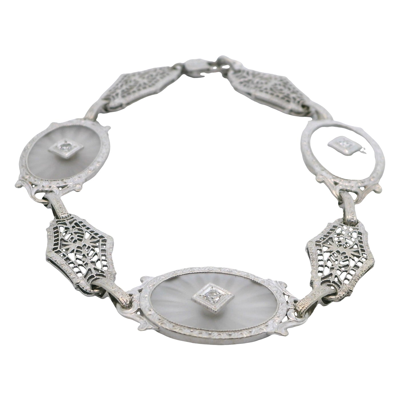 Estate Collection Art Deco Camphor Glass Diamond Bracelet