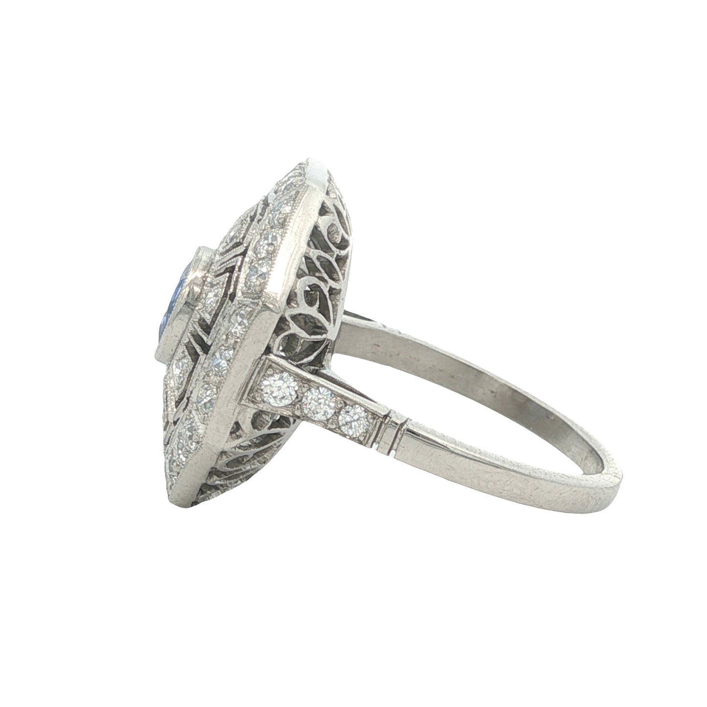 Estate Collection Art Deco-inspired Platinum Diamond & Sapphire Ring