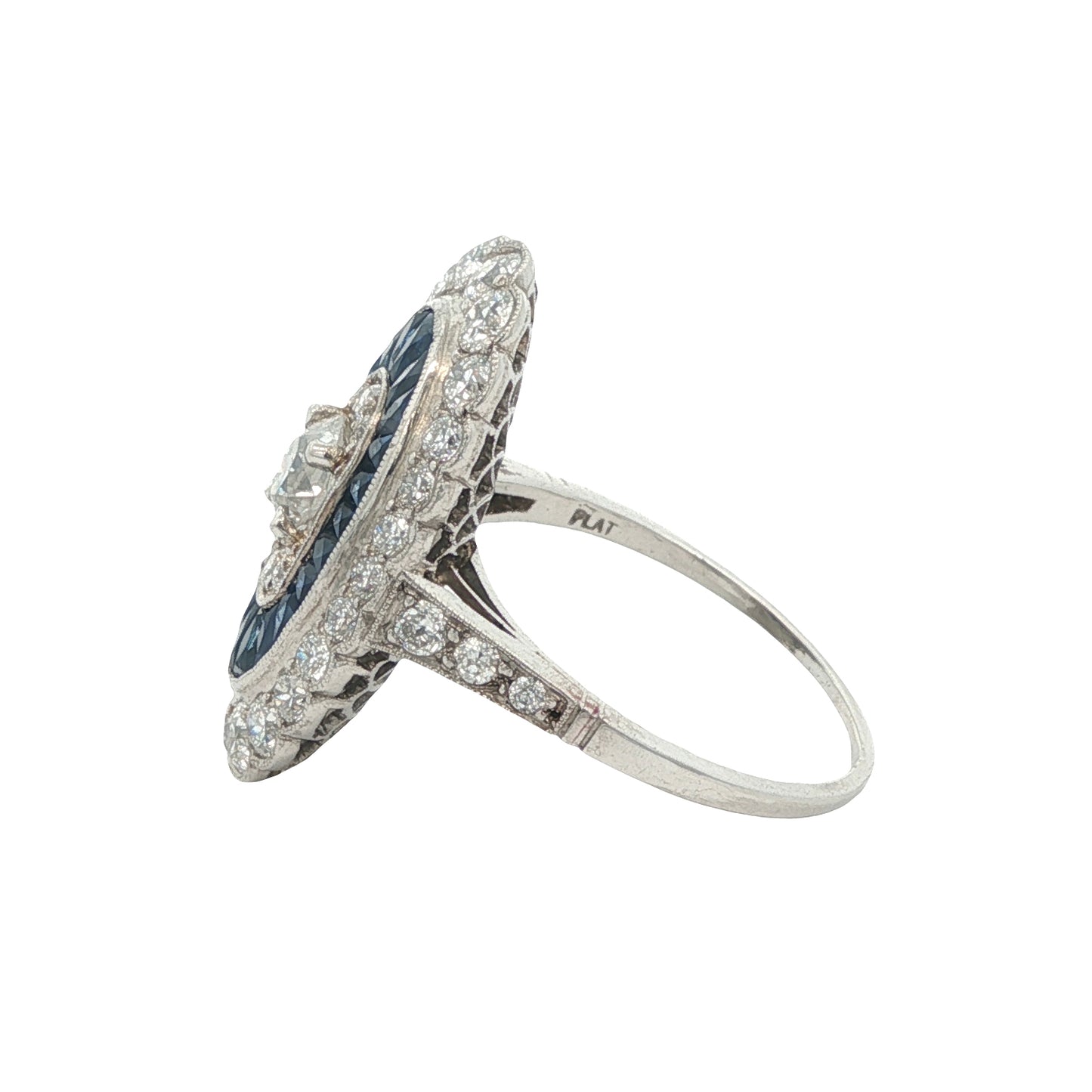 Estate Collection Art Deco-inspired Platinum Diamond & Sapphire