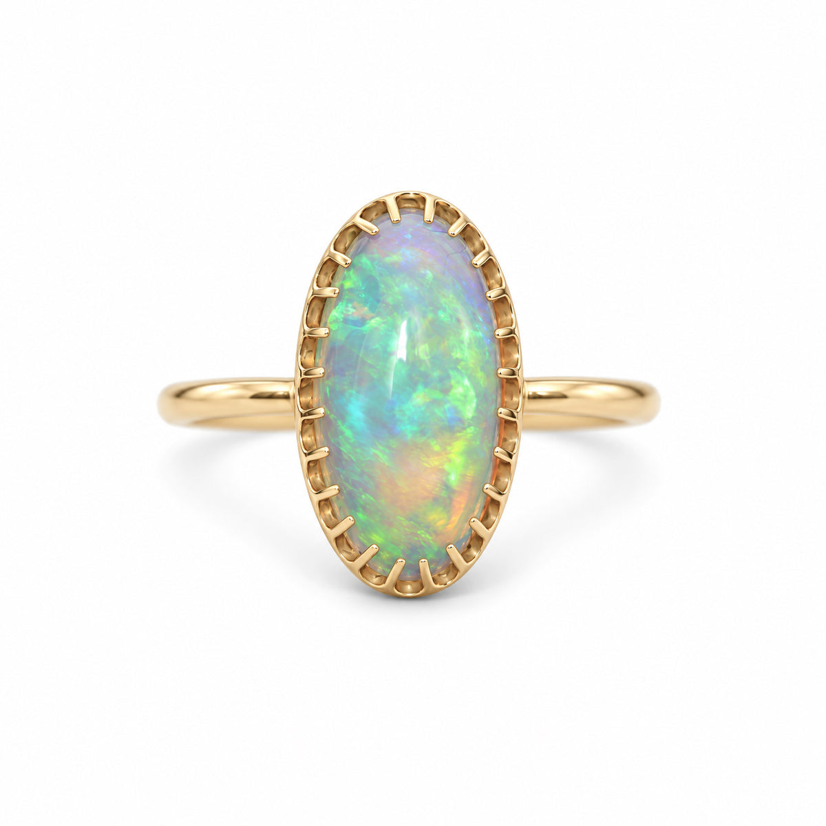 Vintage 14K Yellow Gold Australian Jelly Opal Ring
