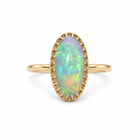 Vintage 14K Yellow Gold Australian Jelly Opal Ring