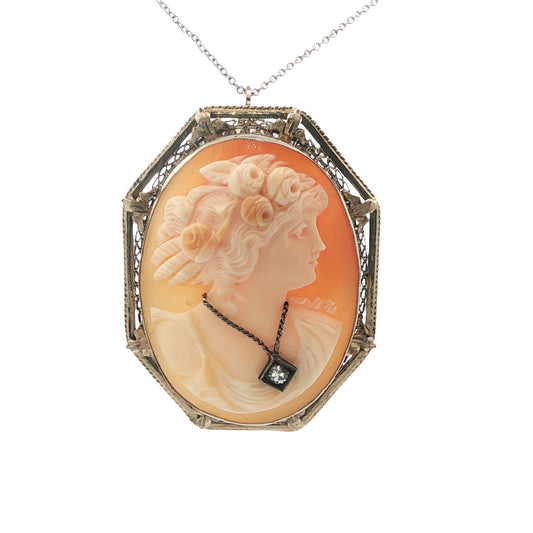 Estate Collection 1930's Art Deco Carved Cameo Brooch