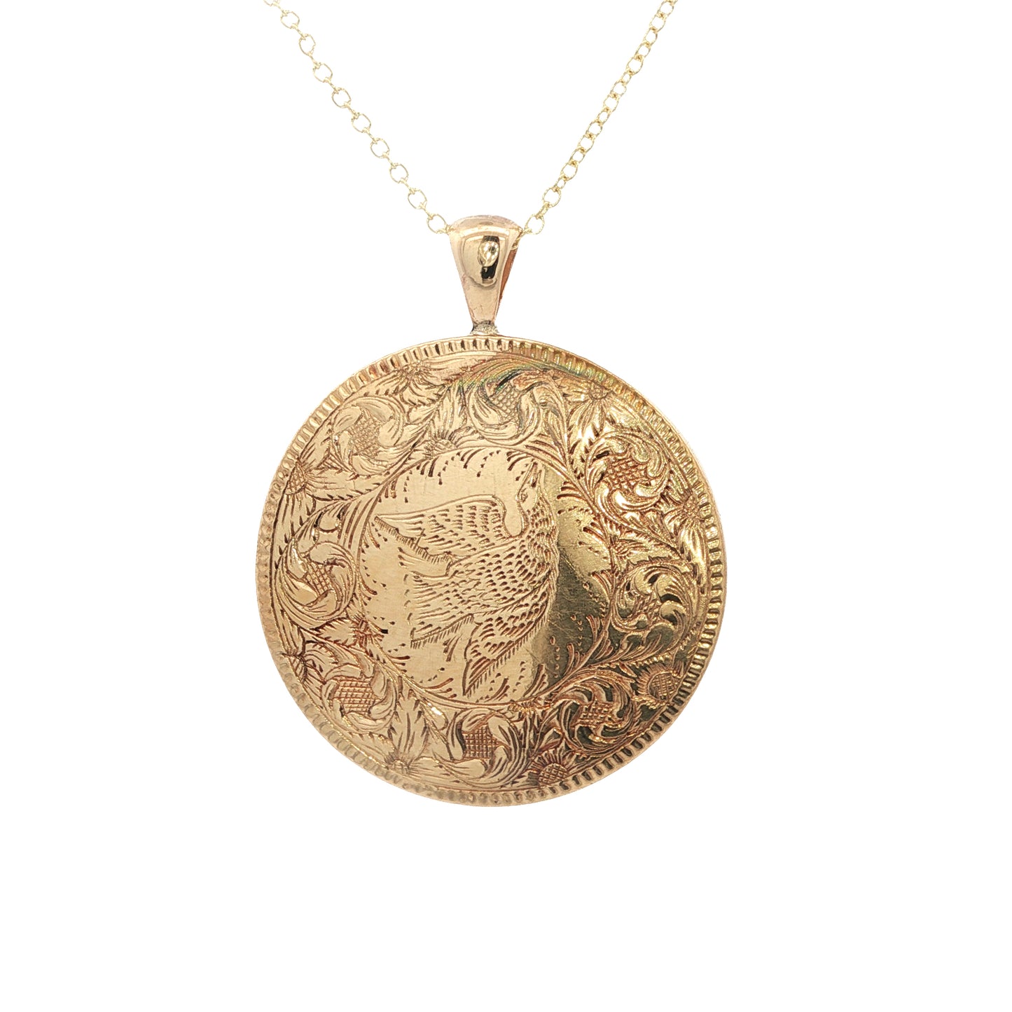Estate Collection 1880's Victorian Engraved Bird Pendant