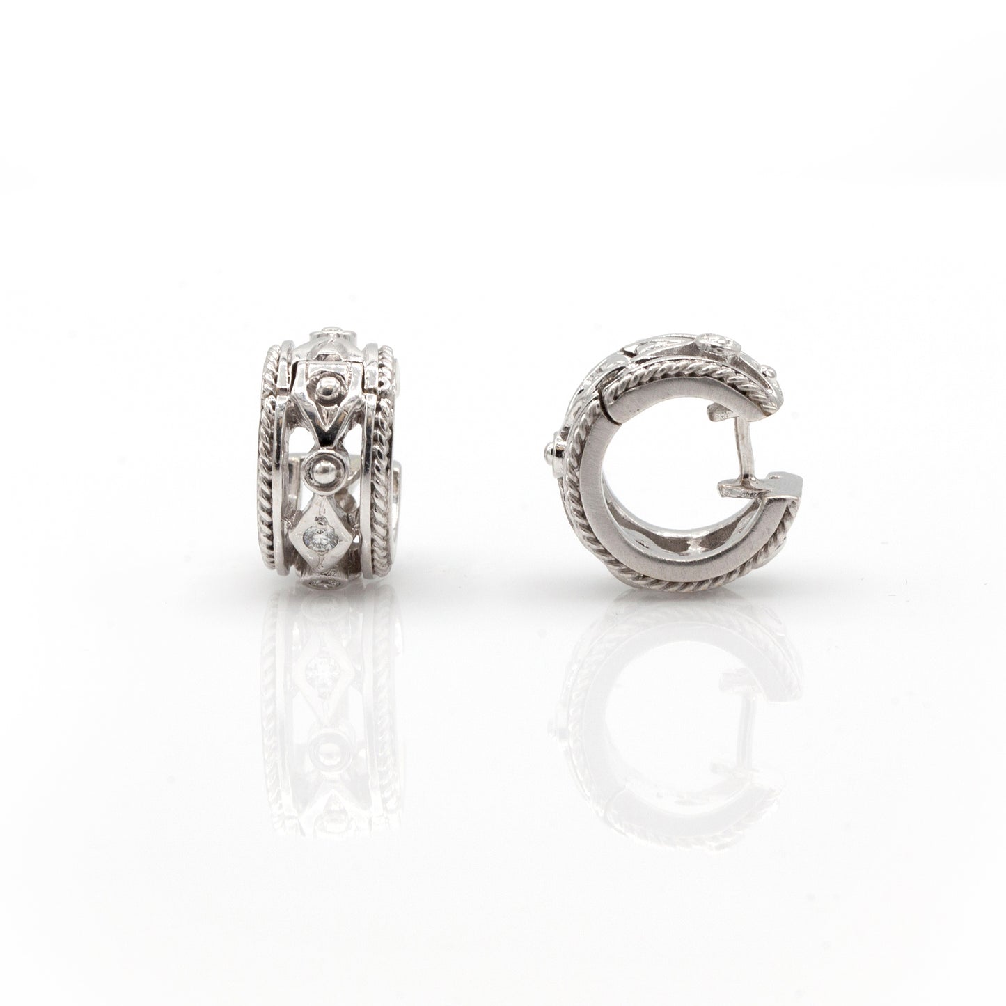 18K Diamond Huggie Hoops