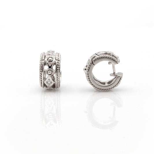 18K Diamond Huggie Hoops