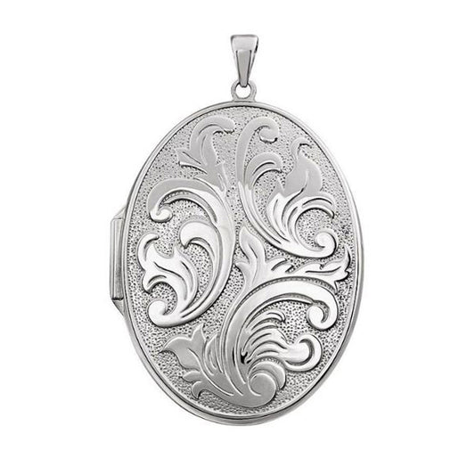 Sterling Silver Engravable Embossed Oval Locket (lg)
