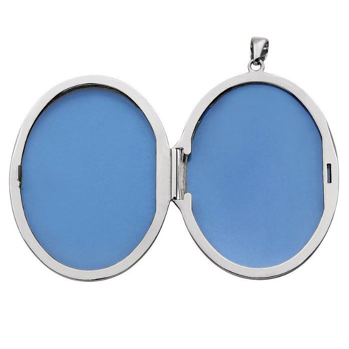 Sterling Silver Engravable Embossed Oval Locket (lg)
