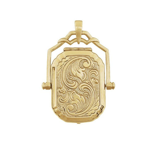 14K Yellow Gold Embossed Swivel Locket