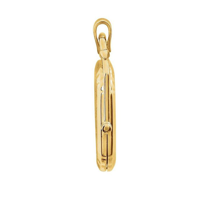 14K Yellow Gold Embossed Swivel Locket