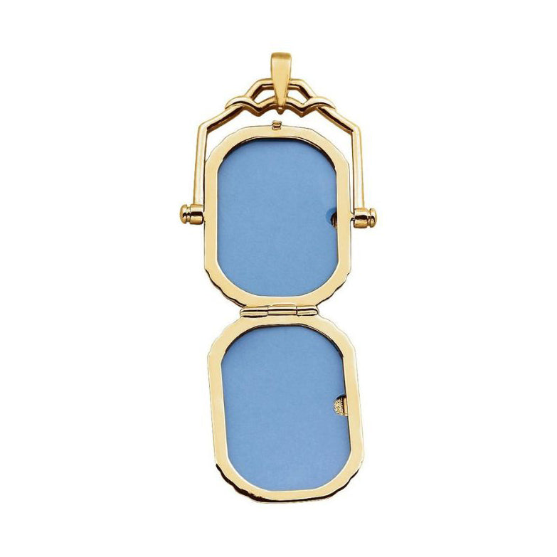 14K Yellow Gold Embossed Swivel Locket