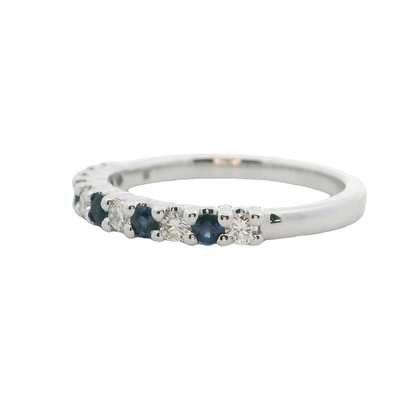 14K White Gold Diamond & Sapphire Band