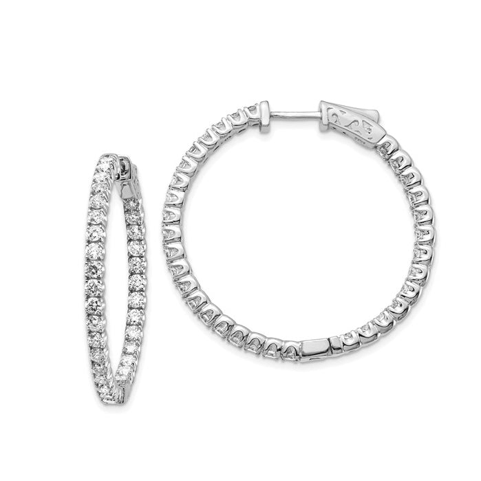 14k 2ct Lab-Created Diamond Round In & Out Hoop Earrings