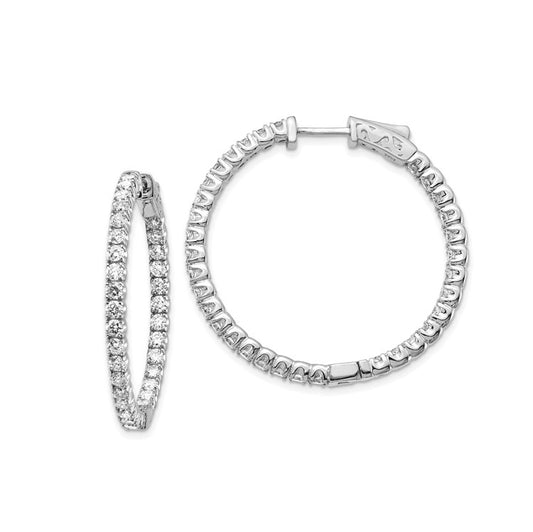 14k 2.59ct Lab-Created Diamond Round In & Out Hoop Earrings