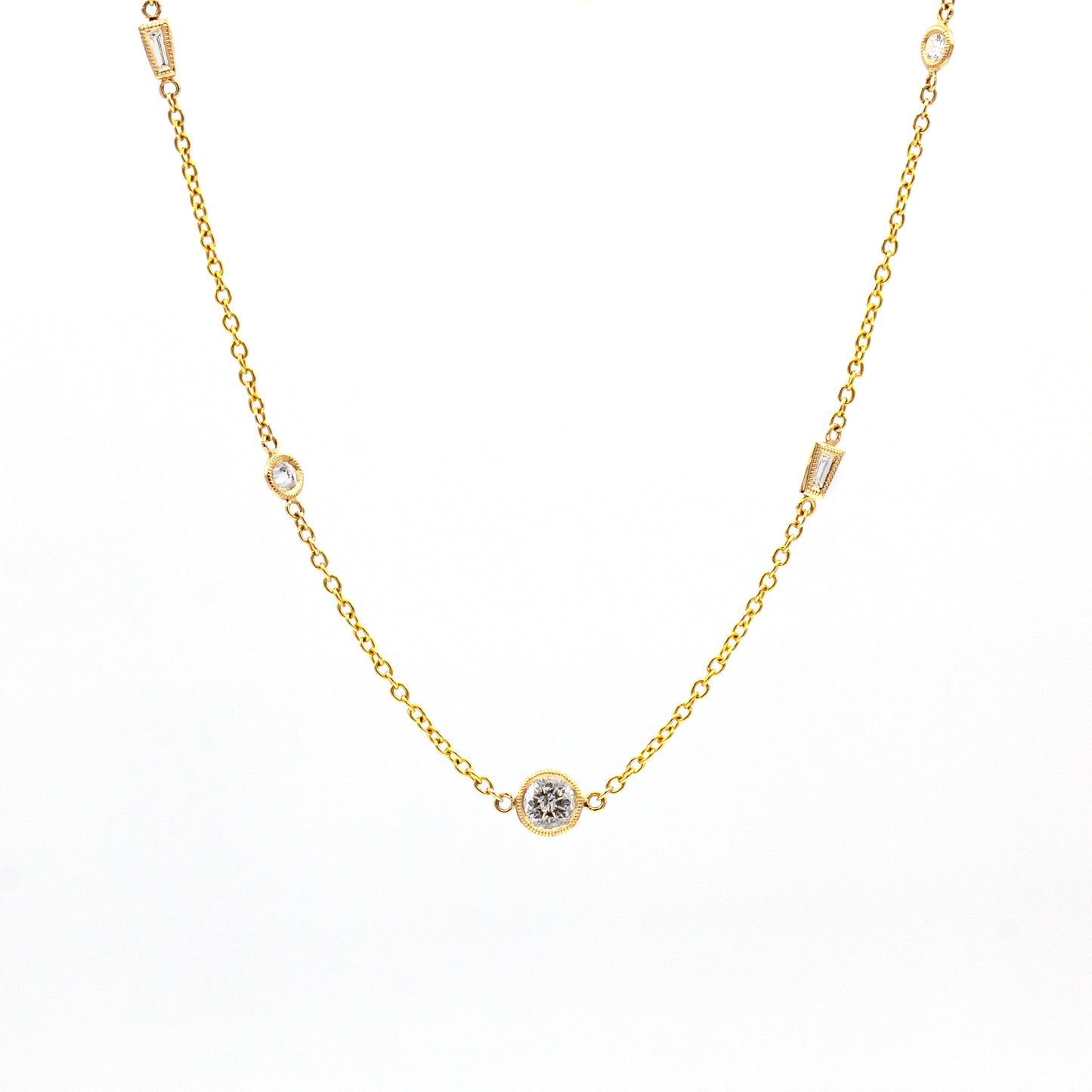 14K Yellow Gold 1 CT Diamond Shapes Necklace