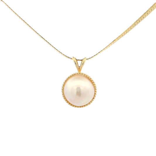 14k Yellow Gold Mabe Pearl Pendant