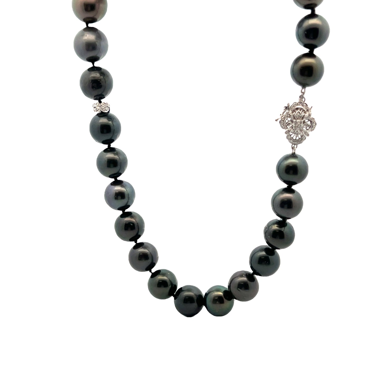 Estate Collection 14K Graduated Tahitian Black Pearl Necklace