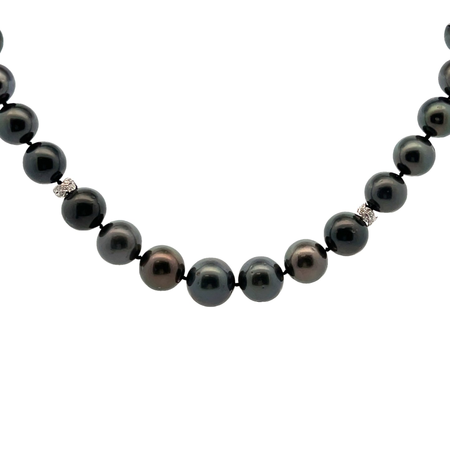 Estate Collection 14K Graduated Tahitian Black Pearl Necklace