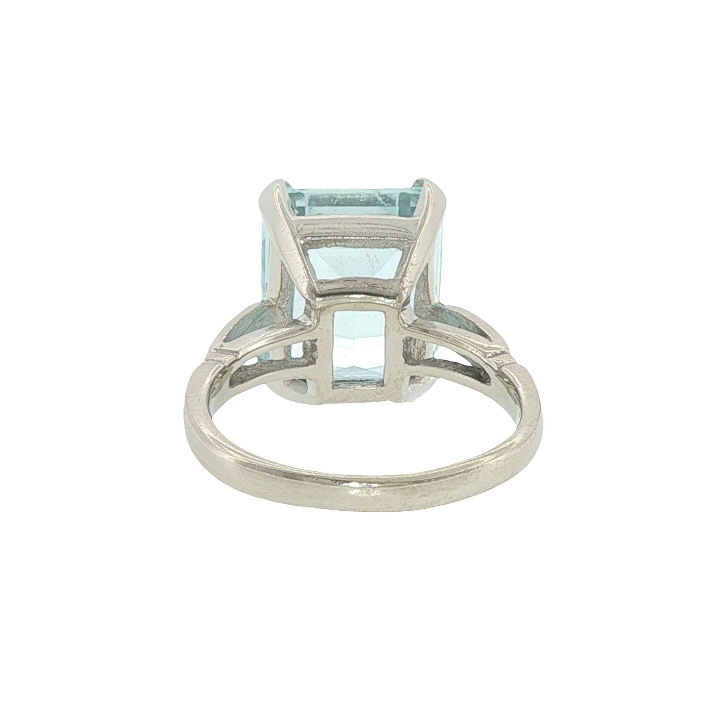 Vintage 14K 9.67ct Emerald Cut Aquamarine Ring
